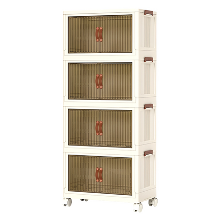 Multi-Layer Stackable Portable Folding Storage Cabinet with Wheels