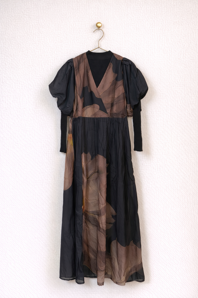 Elegant Printed Layered Maxi Dress
