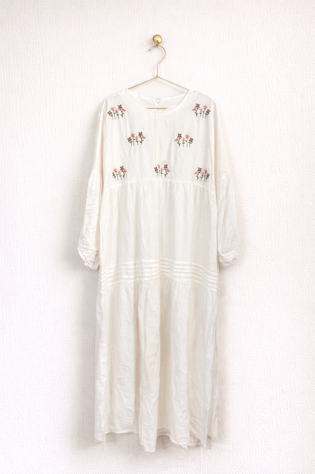 Floral Embroidered Tiered Maxi Dress