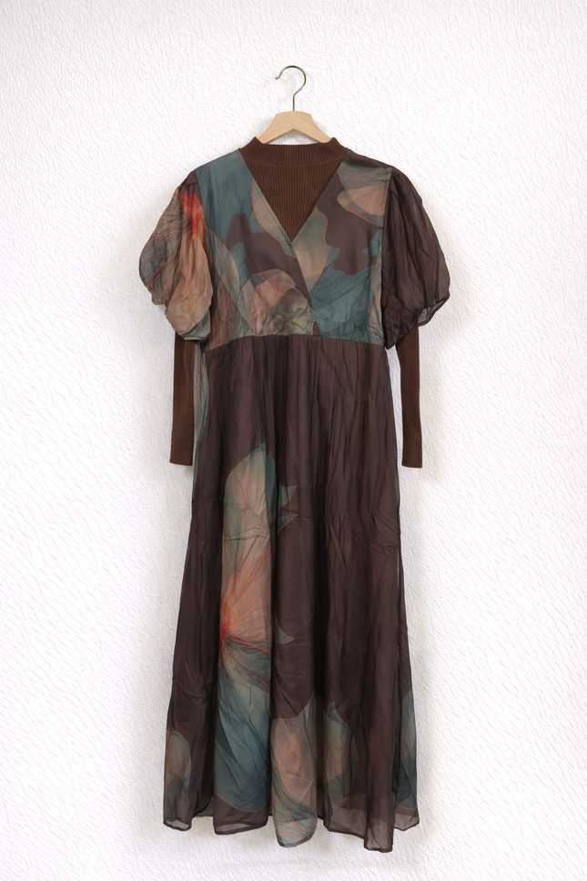 Elegant Printed Layered Maxi Dress