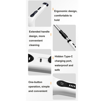 Electric Spin Scrub Brush Cleaning Set with Extension Handle