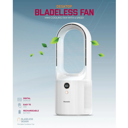 Moxedo Desktop Bladeless Fan, Mini Cooling Fan with 6 Speed