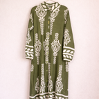 Olive Green with White Print