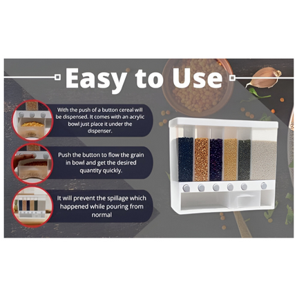 Multi-Section Cereal & Grain Dispenser – Dry Food Storage Container