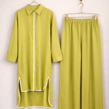 Women’s Modest Co-Ord Set | Long Shirt & Wide Leg Pants