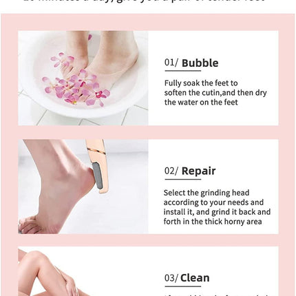 Rechargeable Electric Foot Callus Remover Pedicure Machine Foot Grinder for - Home Spa Pedicure Experience - Removes Dry Skin for Smoother Feet