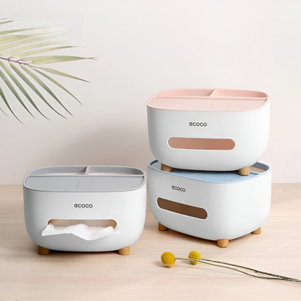 Ecoco Desktop Tissue Box with Organizer