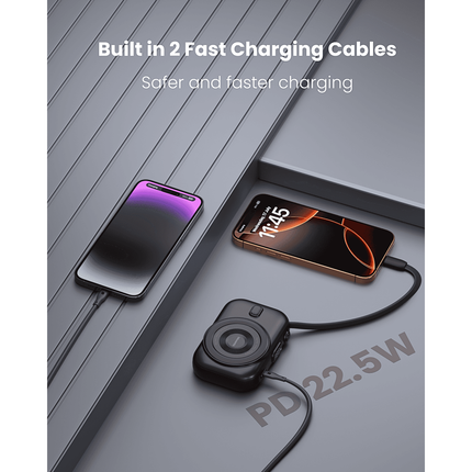Moxedo 5x 10000mAh Wireless Charging Power Banks with Charging Dock Station, Built-in Cables, USB C Fast Charging and Digital Display