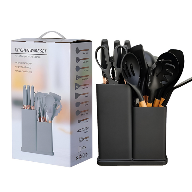 19 Pcs Non Stick Silicone Kitchenware Utensils Cookware Set