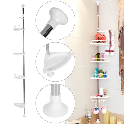 Adjustable Corner Shower Storage Rack Pole Organizer