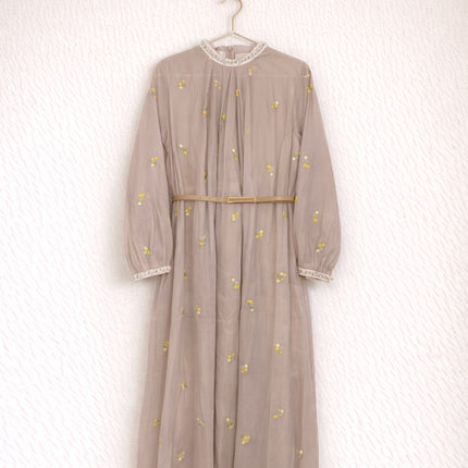 Elegant Embroidered Party Gown with Pearl Neckline