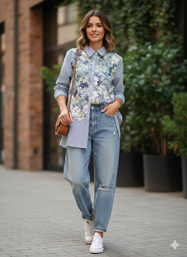 The 'Meadow' Embroidered Olive Green Tunic and Palazzo Set