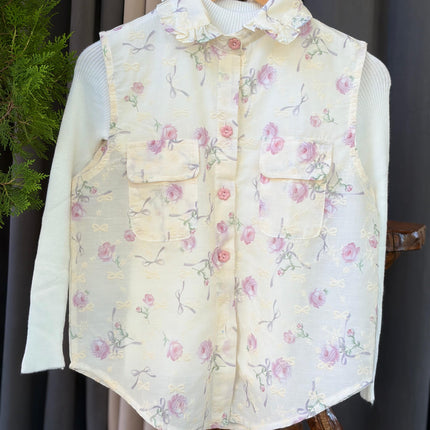 Lace-Trim Peplum Vest & Ribbed Mock-Neck Layering Set