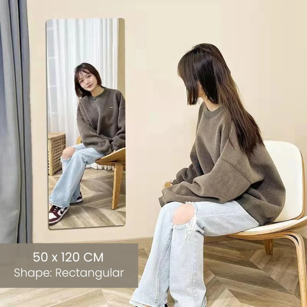 Acrylic Glass Wall Mirror, HD Self Adhesive DIY Mirror (120 x 50 cm)