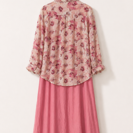 Elegant Printed Layered Maxi Dress Set for Women