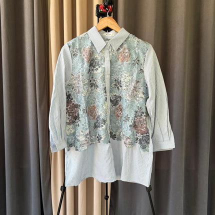 The 'Meadow' Embroidered Olive Green Tunic and Palazzo Set