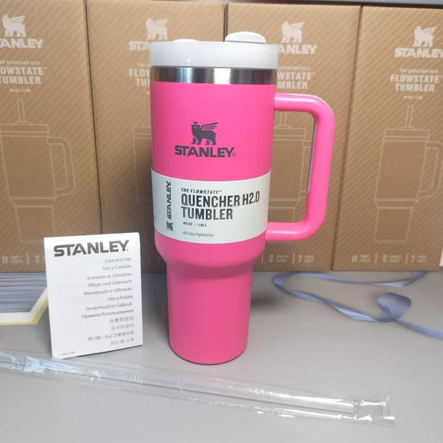 Stanley Quencher H2.0 FlowState Tumbler – 40oz | Hot Pink Stainless Steel Travel Mug