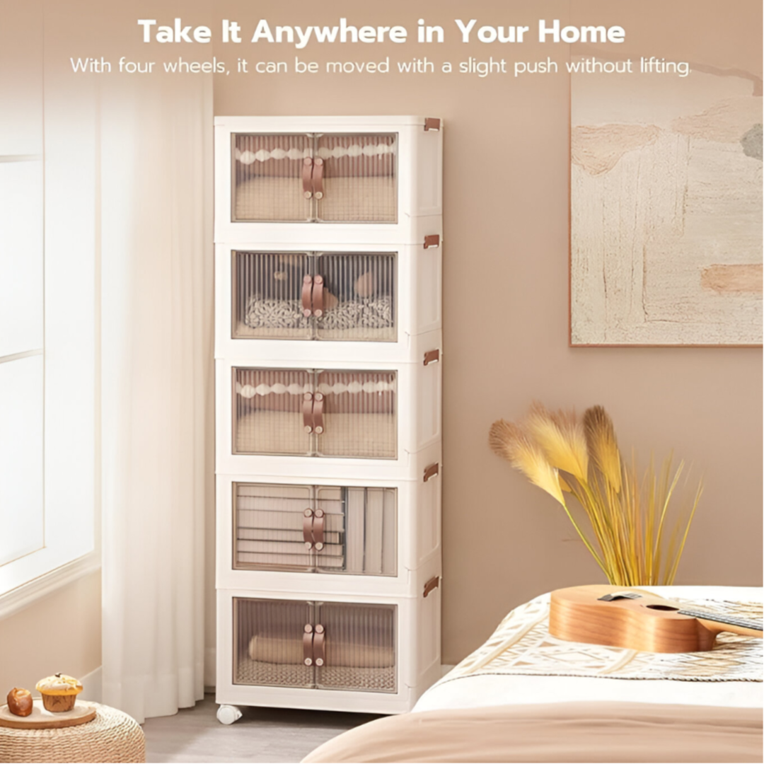 1/2/3/4/5/6 Layers Foldable Multipurpose Double Storage Cabinet Foldable Stackable Storage Box Foldable Cabinet Storage I4045516703