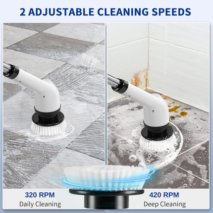 Electric Spin Scrub Brush Cleaning Set with Extension Handle