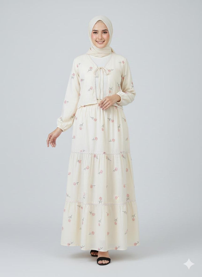 Floral Tiered Maxi Skirt & Crop Jacket Set