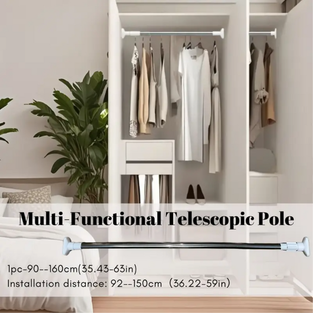 Adjustable Telescopic Curtain Rod – No Wall Drilling, Multipurpose