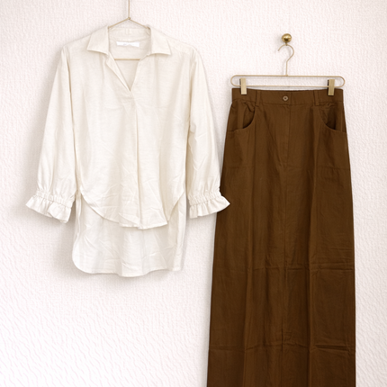 Elegant Cream Top & Maxi Skirt Co-ord Set – 4 Color Variants