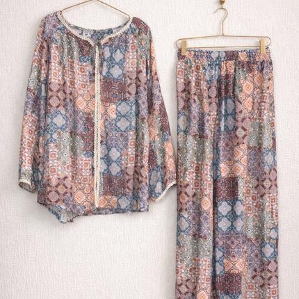 Patchwork Print Sleeveless Maxi Dress – Earthy Tones