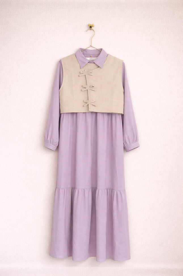 Layered Gown with Contrast Romper Set