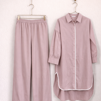 Women’s Modest Co-Ord Set | Long Shirt & Wide Leg Pants