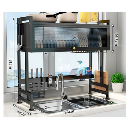Dish Rack with Cover - Over The Sink Kitchen Dish Drying Rack