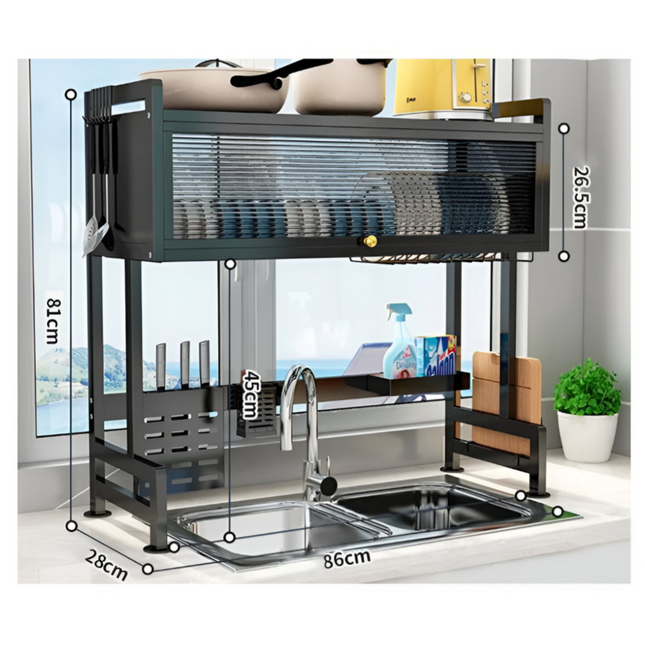Dish Rack with Cover - Over The Sink Kitchen Dish Drying Rack