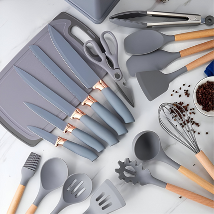 19 Pcs Non Stick Silicone Kitchenware Utensils Cookware Set