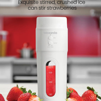 Moxedo Multi-Function 3 In1 Portable Juicer Blender | 1500mAh x 2 Battery | USB Type-C Charging | 18,000 RPM Speed | 4 Stainless Steel Blades - White