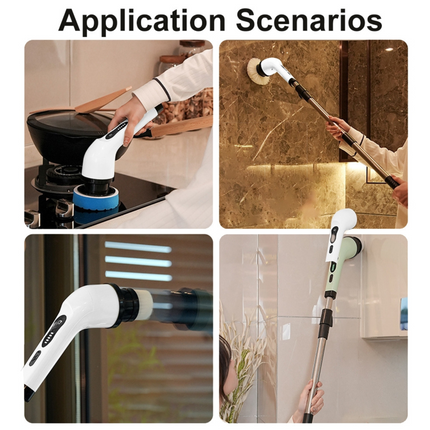 Electric Spin Scrub Brush Cleaning Set with Extension Handle