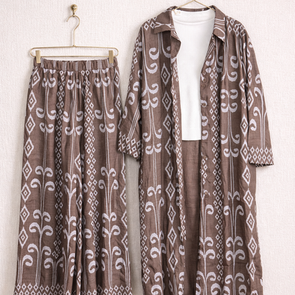 Ethnic Print Co-Ord Set – Long Shirt & Wide Pants