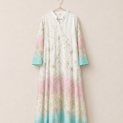 Elegant Turkish Floral Maxi Gown for Women
