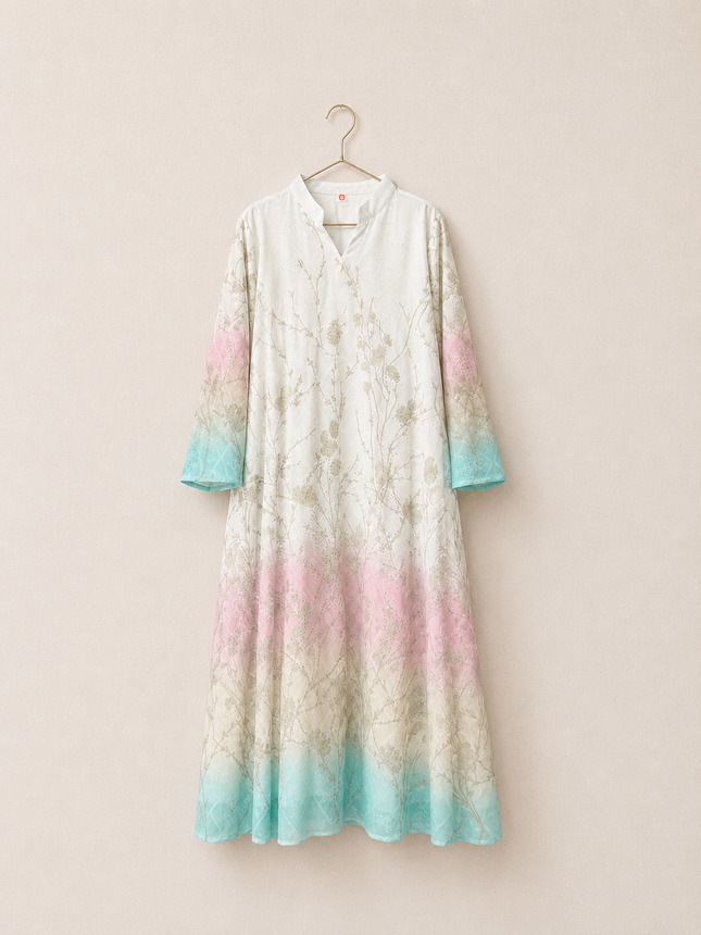 Elegant Turkish Floral Maxi Gown for Women