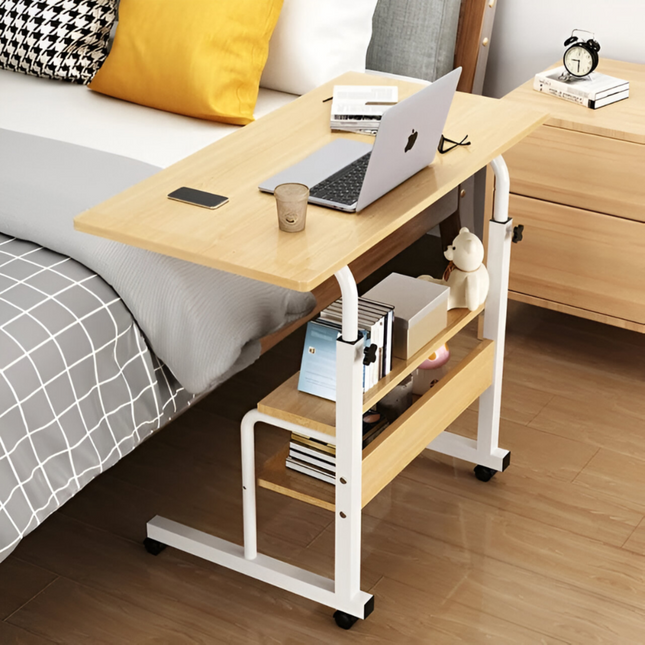Laptop Desk Table with Storage Shelves