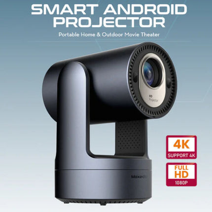 Moxedo Nebulux Smart Android Projector | Home & Outdoor Movie Theatre | 1080P FHD, 4K Support | Built-in 5W HiFi Speaker | Android 9 | 260 Ansi Lumens - Black