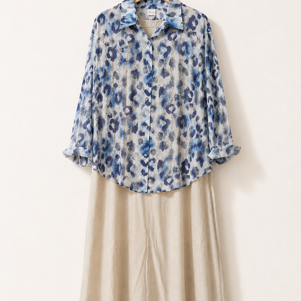 Elegant Printed Layered Maxi Dress Set for Women