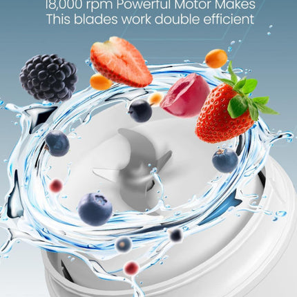 Moxedo Multi-Function 3 In1 Portable Juicer Blender | 1500mAh x 2 Battery | USB Type-C Charging | 18,000 RPM Speed | 4 Stainless Steel Blades - White
