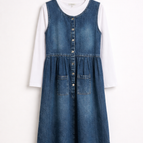 Denim Layered Long Top with Inner Tee
