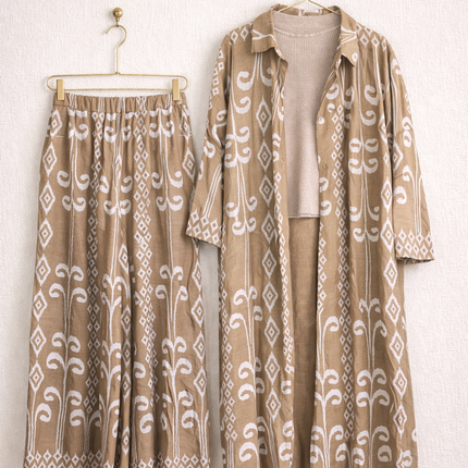 Ethnic Print Co-Ord Set – Long Shirt & Wide Pants