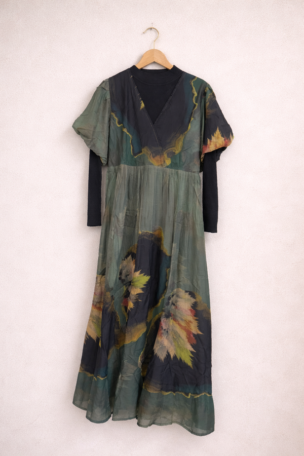 Elegant Printed Layered Maxi Dress