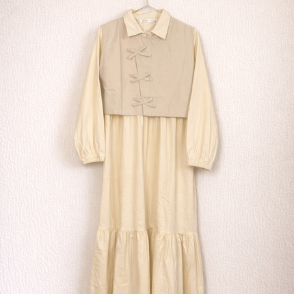 Layered Gown with Contrast Romper Set