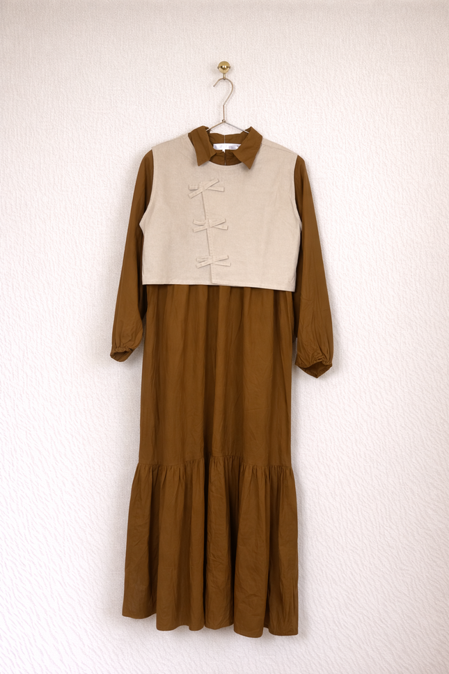 Layered Gown with Contrast Romper Set