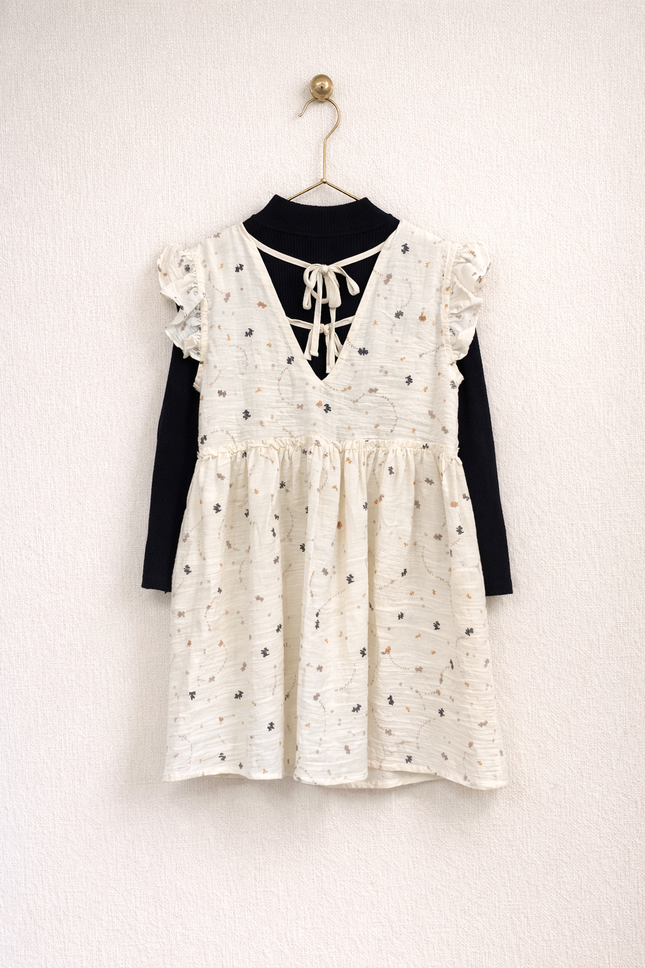 Floral Layered Knee-Length Top for Women | Modest V-Neck Tunic