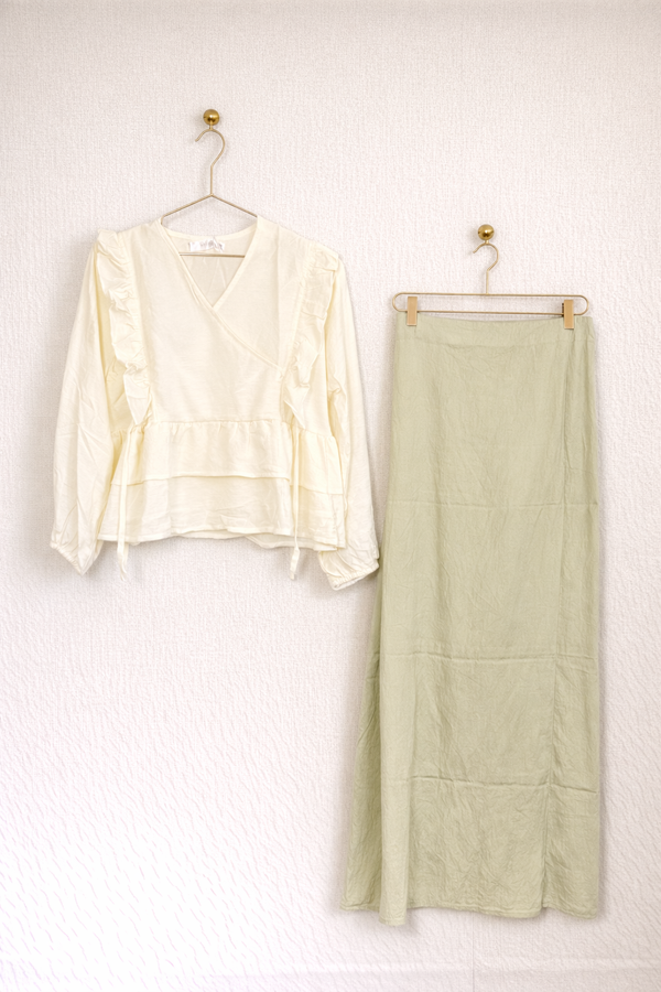 Elegant Cream Top & Maxi Skirt Co-ord Set – 4 Color Variants