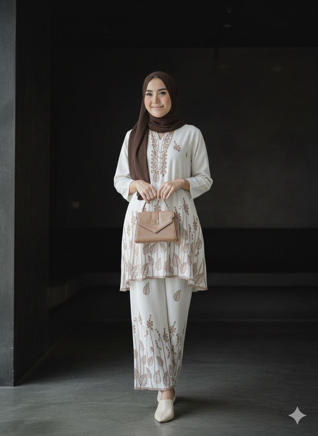 Embroidered Kurta and Wide-Leg Pant Co-ord Set