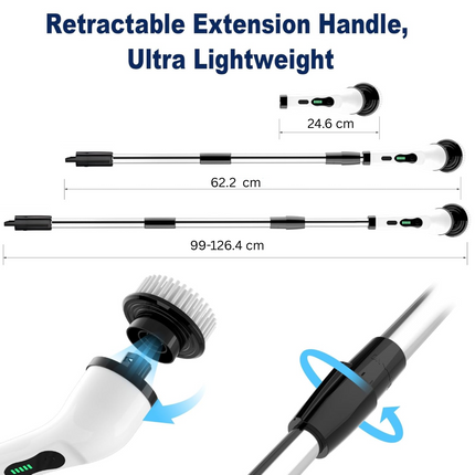 Electric Spin Scrub Brush Cleaning Set with Extension Handle